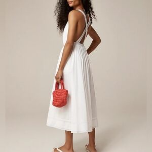 J.Crew Embroidered Apron Dress White Size 10 Bnwt Ajustable Straps